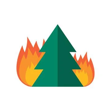 Danger of forest fire burning fir trees illustration Stock Illustration