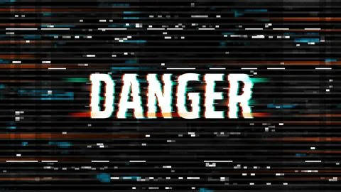 Danger glitch background, hacking or virus screen Illustrazione stock