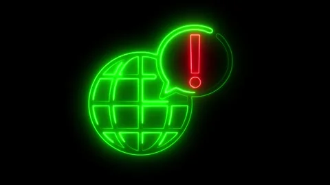 Danger global warning cyber attack neon sign Stockbeeldmateriaal 321752083