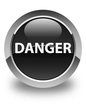 Danger glossy black round button Stock Illustration
