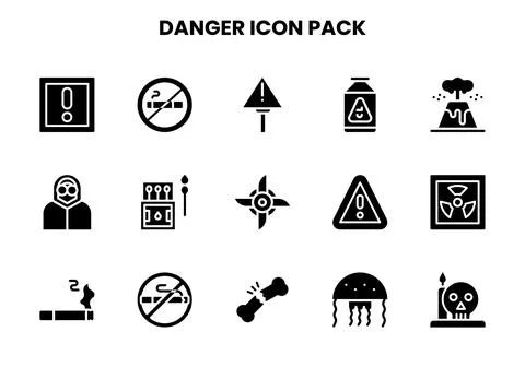Danger Glyph Graphics Icons Pack Illustrazione stock