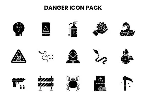 Danger Glyph Graphics Icons Pack Stock Illustration