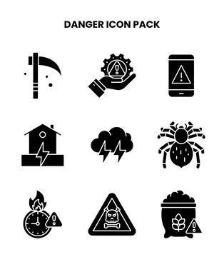 Danger Glyph Scalable Icons Pack Stock Illustration