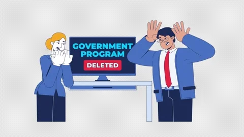 Danger for government programs 2D animation Video stock 347663115