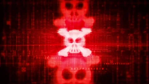 Danger on Hack Screen and data matrix simulation with futuristic HUD screen Stock Footage 320896021