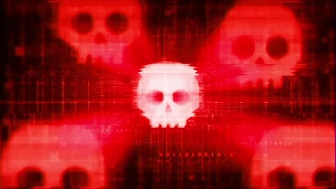 Danger on Hack Screen and data matrix simulation with futuristic HUD screen Stock Footage 320896041