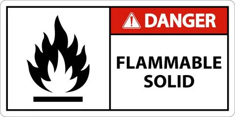 Danger Hazardous Signs Flammable Solid On White Background Illustrazione stock