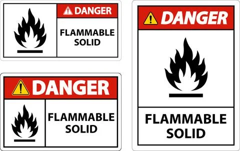 Danger Hazardous Signs Flammable Solid On White Background Illustrazione stock