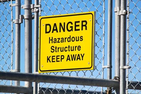 A Danger Hazardous Structure Keep Away sign Stock Photos