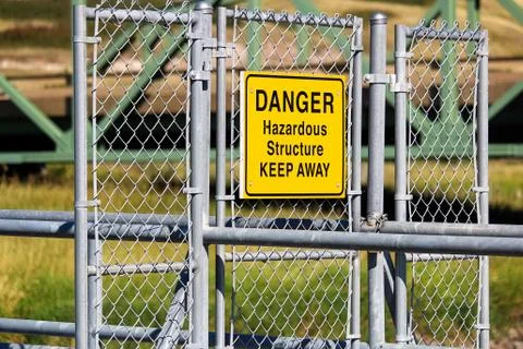 A Danger Hazardous Structure Keep Away sign Stock Photos