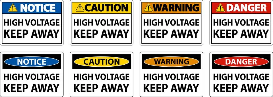 Danger High Voltage Keep Away Sign On White Background Stock Illustration