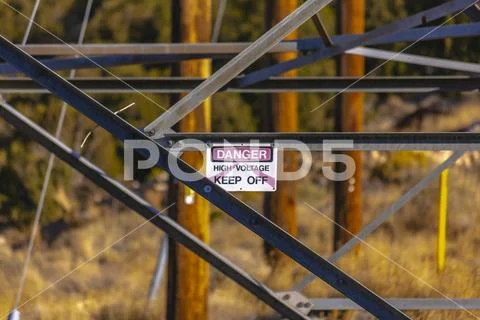 Danger high voltage keep away sign electrical Stock Photos