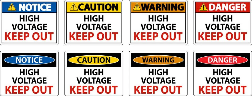 Danger High Voltage Keep Out Sign On White Background Stock Illustration