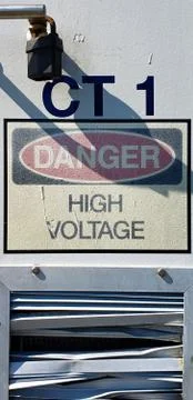 DANGER HIGH VOLTAGE. Stock Photos
