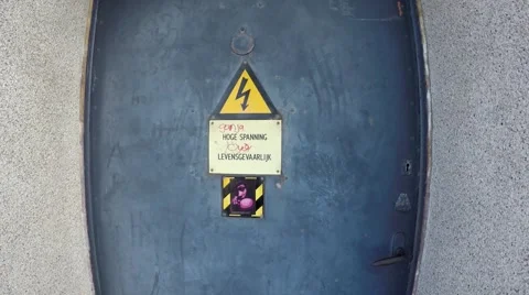 Danger high voltage sign moving towards from ISO warning symbol 4k Stock Footage 59167863