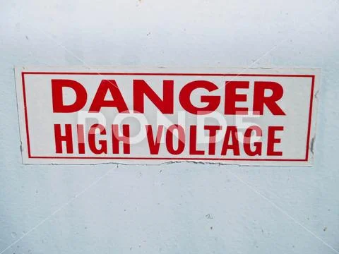 Danger High Voltage Sign on an Power Box Stock Photos