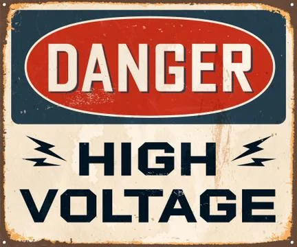 Danger High Voltage Vintage Vector Metal Sign Stock Illustration