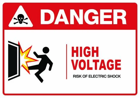 Danger High Voltage Warning Sticker Set for Electrical Panels and Machinery Stock Illustration