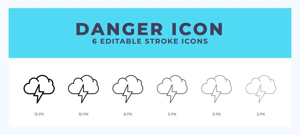Danger icon with editable stroke. Outline icon vector illustration. Illustrazione stock