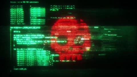 Danger Icon on Hacking Technology Code Source Background V02 Stock Footage 320969804