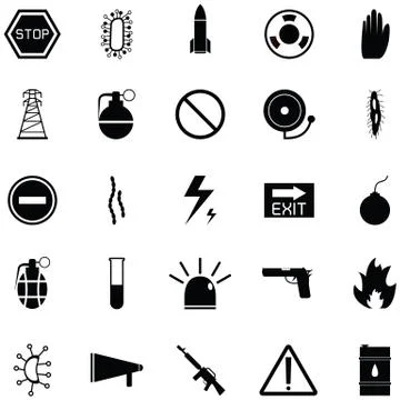 Danger icon set Illustrazione stock