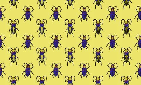 Danger Insect vector seamless pattern. Web sign kit of bugs. Beetle pictogram Stock Illustration