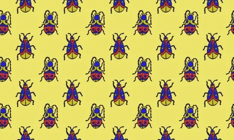 Danger Insect vector seamless pattern. Web sign kit of bugs. Beetle pictogram Illustrazione stock