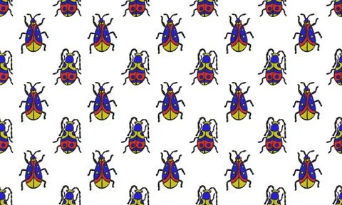 Danger Insect vector seamless pattern. Web sign kit of bugs. Beetle pictogram Illustrazione stock