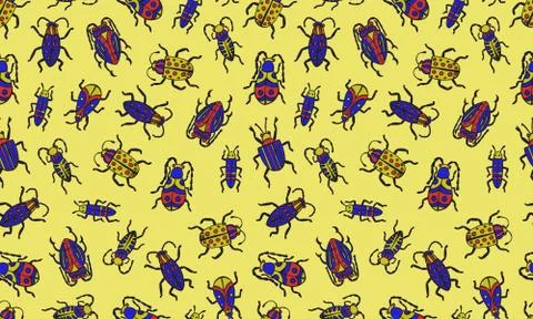 Danger Insect vector seamless pattern. Web sign kit of bugs. Beetle pictogram Stock Illustration