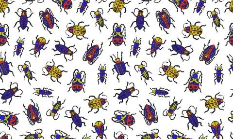 Danger Insect vector seamless pattern. Web sign kit of bugs. Beetle pictogram Stock Illustration