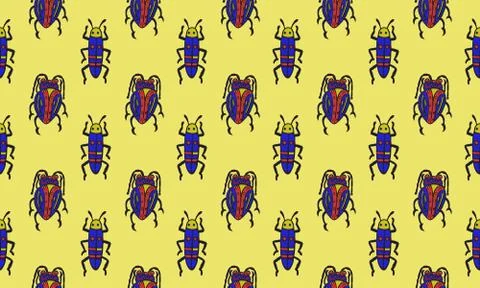 Danger Insect vector seamless pattern. Web sign kit of bugs. Beetle pictogram Stock Illustration