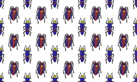 Danger Insect vector seamless pattern. Web sign kit of bugs. Beetle pictogram Stock Illustration