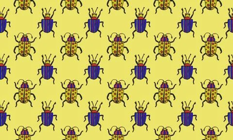 Danger Insect vector seamless pattern. Web sign kit of bugs. Beetle pictogram Illustrazione stock
