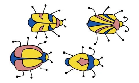 Danger Insect vector set. Web sign kit of bugs. Beetle pictogram collection.  Stock Illustration