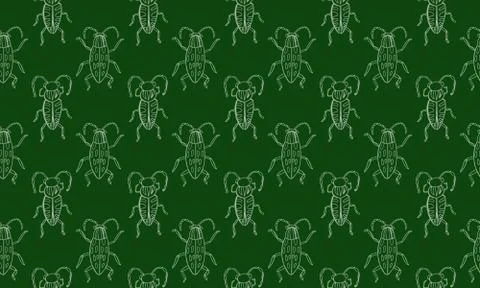 Danger Insect vector set. Web sign kit of line bugs. Beetle seamless pattern. Illustrazione stock