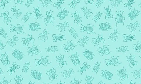 Danger Insect vector set. Web sign kit of line bugs. Beetle seamless pattern. Illustrazione stock