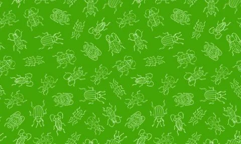 Danger Insect vector set. Web sign kit of line bugs. Beetle seamless pattern. 스톡 일러스트
