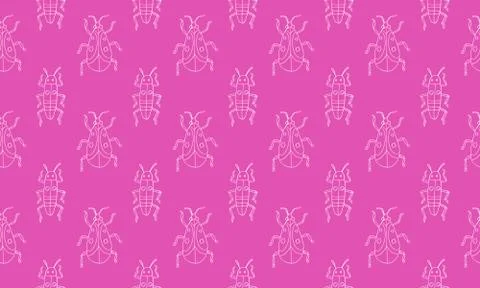 Danger Insect vector set. Web sign kit of line bugs. Beetle seamless pattern. 스톡 일러스트
