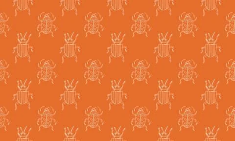 Danger Insect vector set. Web sign kit of line bugs. Beetle seamless pattern. Stock Illustration