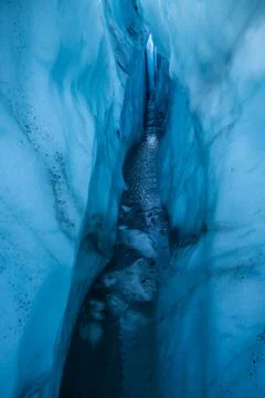Danger inside a deep deadly crevasse in Alaska Stock Photos