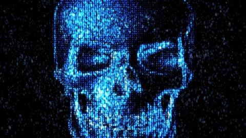Danger in the Internet. Malicious code hacker. Skull Stock Illustration