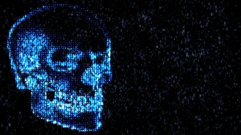 Danger in the Internet. Malicious code hacker. Skull Illustrazione stock