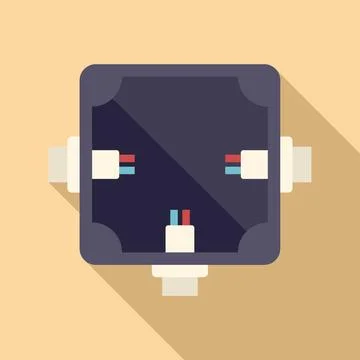 Danger junction box icon flat vector. Electric switch Illustrazione stock