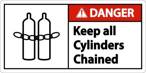 Danger Keep All Cylinders Chained Symbol Sign On White Background Stock Illustration