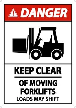 Danger Keep Clear of Moving Forklifts Sign On White Background Stock Illustration