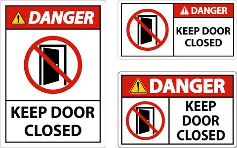 Danger Keep Door Closed Sign On White Background Stock Illustration