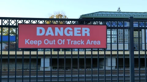 Danger keep out of track area sign red Video stock 118463918