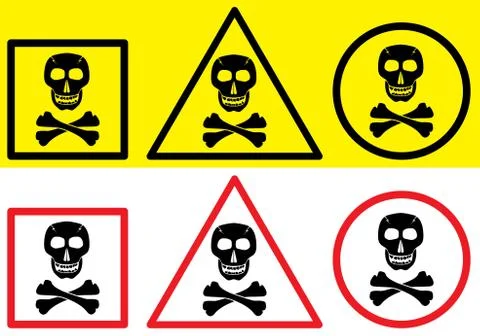 Danger label with skull symbol. Stock Illustration