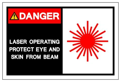 Danger Laser Operating Protect Eye and Skin From Beam Symbol Sign,Vector Illu Stock Illustration