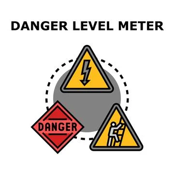 Danger level meter icons analyzing hazard risk イラスト素材